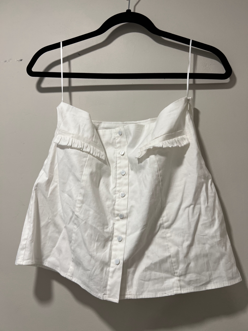 Reformation White Ruffle Scoop Button-Front Set Size 4 - Picture 5 of 9